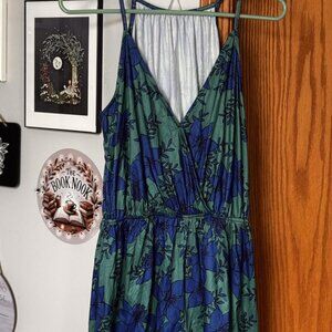 CUPSHE SMALL adorable Blue Green Romper with spaghetti straps NEW